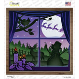 Santa Through Window Novelty Square Sticker Decal