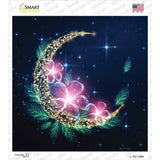 Moon and Flowers Novelty Square Sticker Decal