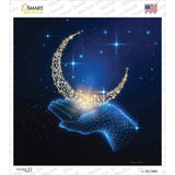 Moon In Hand Novelty Square Sticker Decal