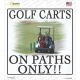 Golf Carts On Paths Only Novelty Square Sticker Decal