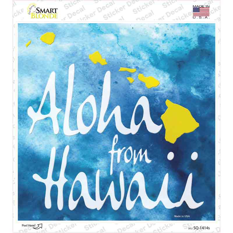 Aloha From Hawaii Novelty Square Sticker Decal