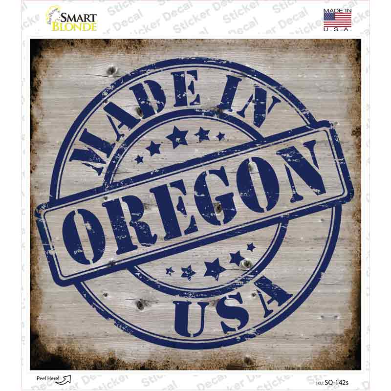 Oregon Stamp On Wood Novelty Square Sticker Decal