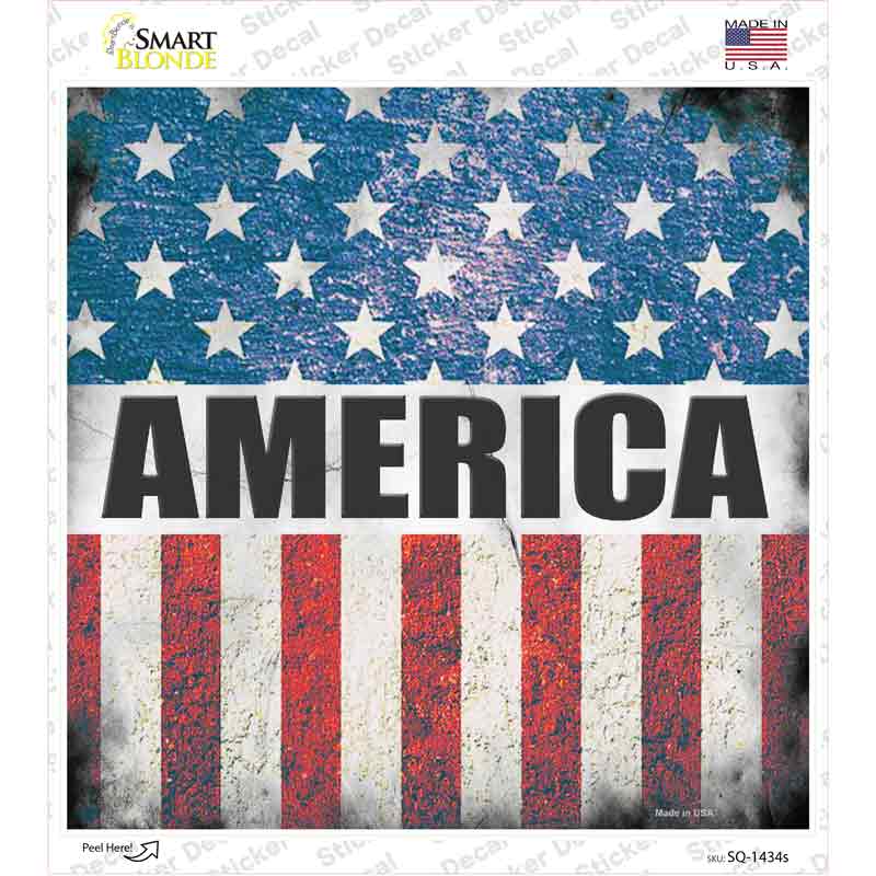 America Flag Background Novelty Square Sticker Decal