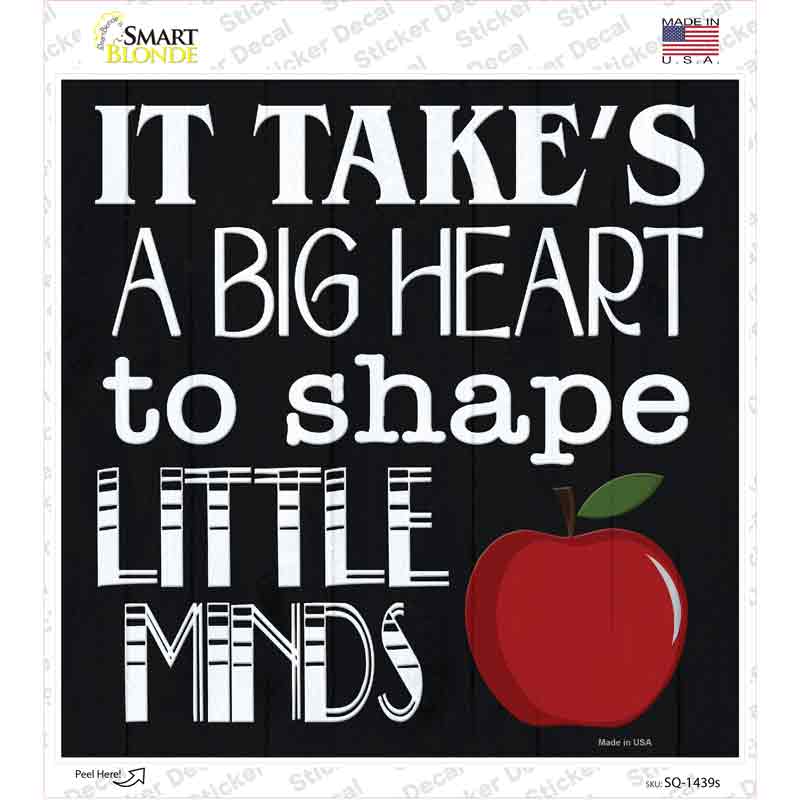 Big Heart Shape Little Minds Novelty Square Sticker Decal