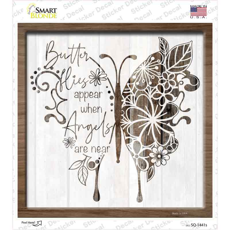 Butterflies Angels Near Novelty Square Sticker Decal