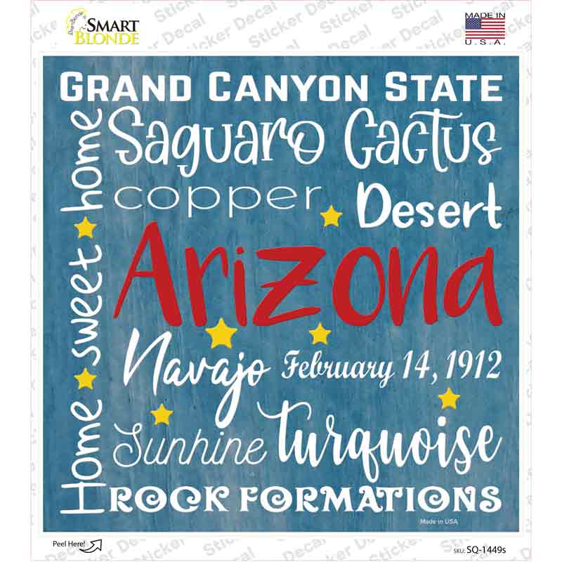 Arizona Motto Novelty Square Sticker Decal