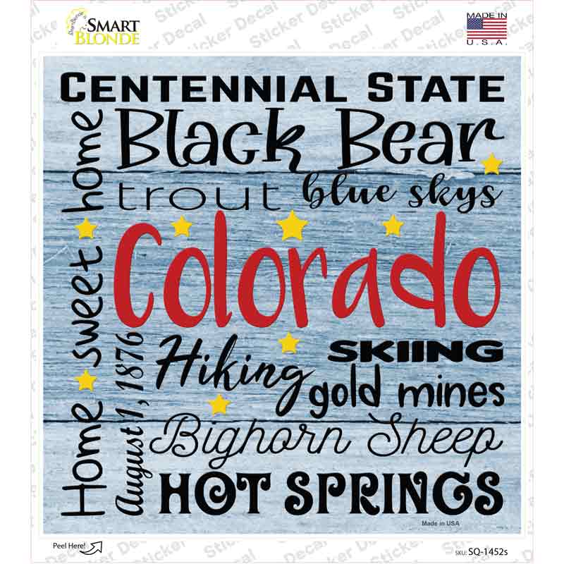 Colorado Motto Novelty Square Sticker Decal