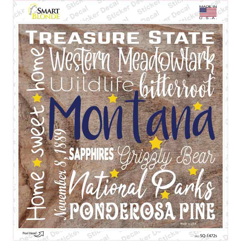 Montana Motto Novelty Square Sticker Decal