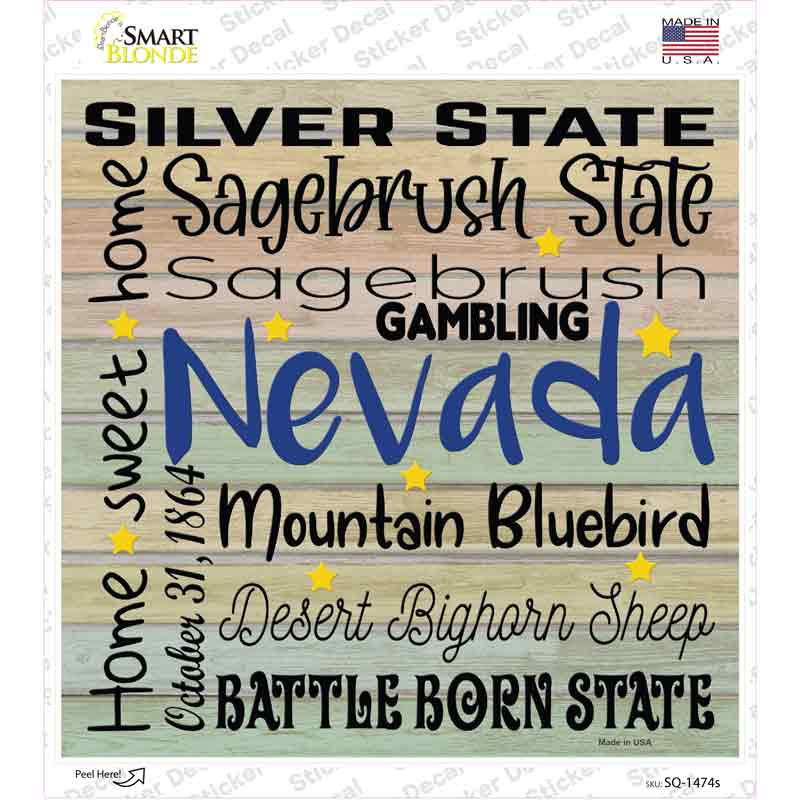 Nevada Motto Novelty Square Sticker Decal