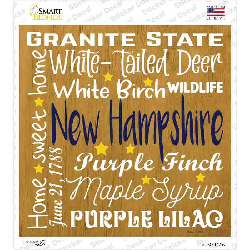 New Hampshire Motto Novelty Square Sticker Decal
