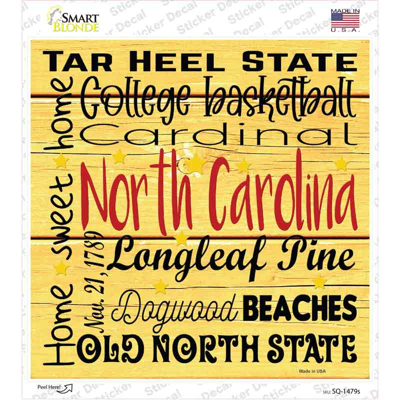 North Carolina Motto Novelty Square Sticker Decal