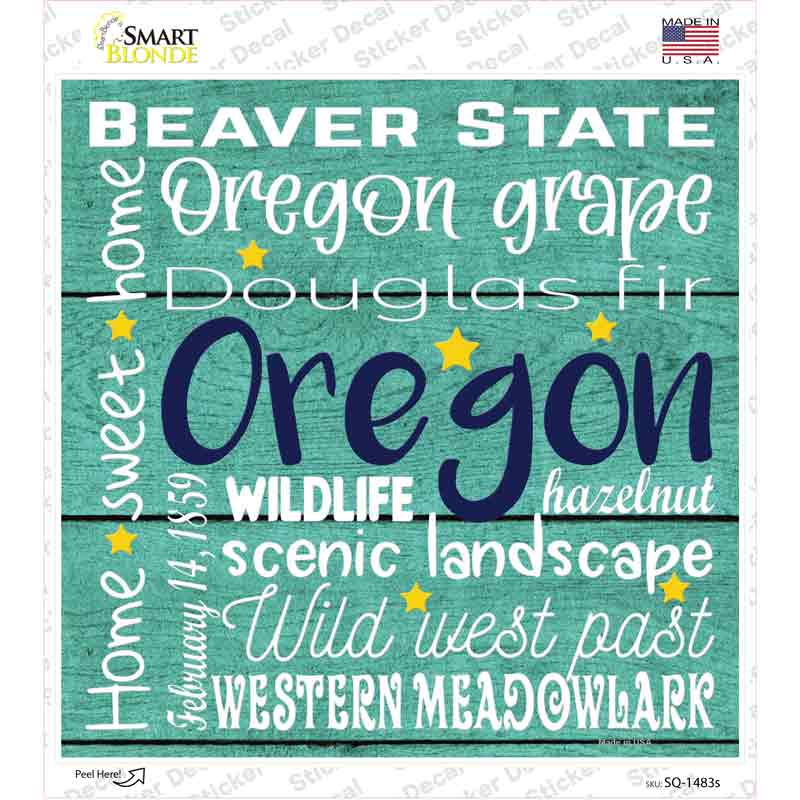 Oregon Motto Novelty Square Sticker Decal