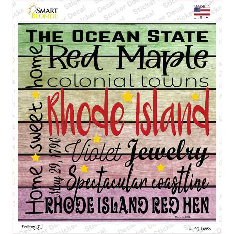 Rhode Island Motto Novelty Square Sticker Decal