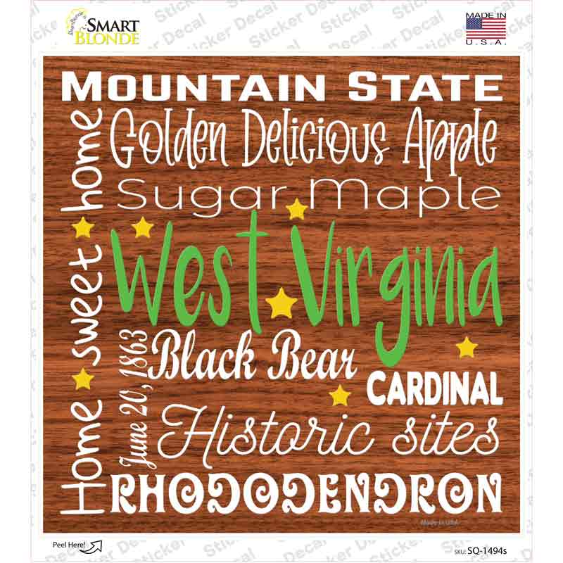 West Virginia Motto Novelty Square Sticker Decal