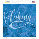 Fishing With Pole And Fish Novelty Square Sticker Decal