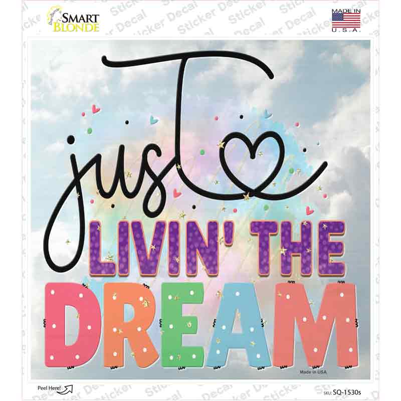 Livin The Dream Novelty Square Sticker Decal