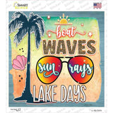 Boat Waves Sun Rays Novelty Square Sticker Decal
