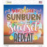 Sunshine Sunburn Sunset Repeat Novelty Square Sticker Decal