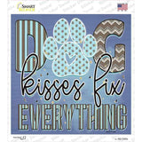 Dog Kisses Fix Everything Blue Novelty Square Sticker Decal