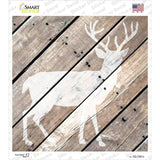 Deer Silhouette Wood Plank Novelty Square Sticker Decal