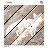 Fox Silhouette Wood Plank Novelty Square Sticker Decal