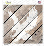 Eagle Silhouette Wood Plank Novelty Square Sticker Decal