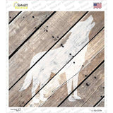 Wolf Silhouette Wood Plank Novelty Square Sticker Decal
