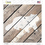 Beaver Silhouette Wood Plank Novelty Square Sticker Decal