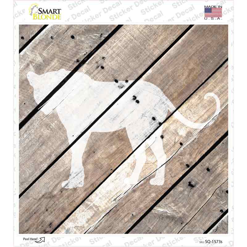 Puma Silhouette Wood Plank Novelty Square Sticker Decal