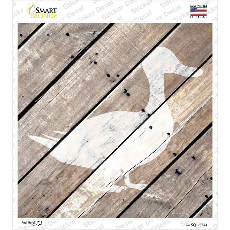 Duck Silhouette Wood Plank Novelty Square Sticker Decal