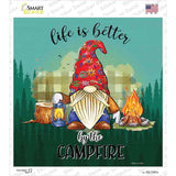 Better By The Campfire Gnome Novelty Square Sticker Decal