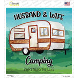 Husband & Wife Camping Novelty Square Sticker Decal