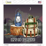 Lets Go Camping Novelty Square Sticker Decal