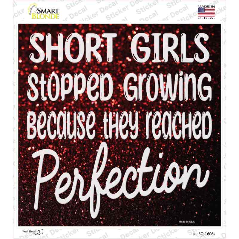 Short Girls Reached Perfection Novelty Square Sticker Decal