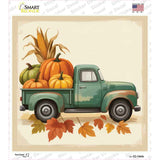 Truck with Pumpkins Novelty Square Sticker Decal SQ-1666s