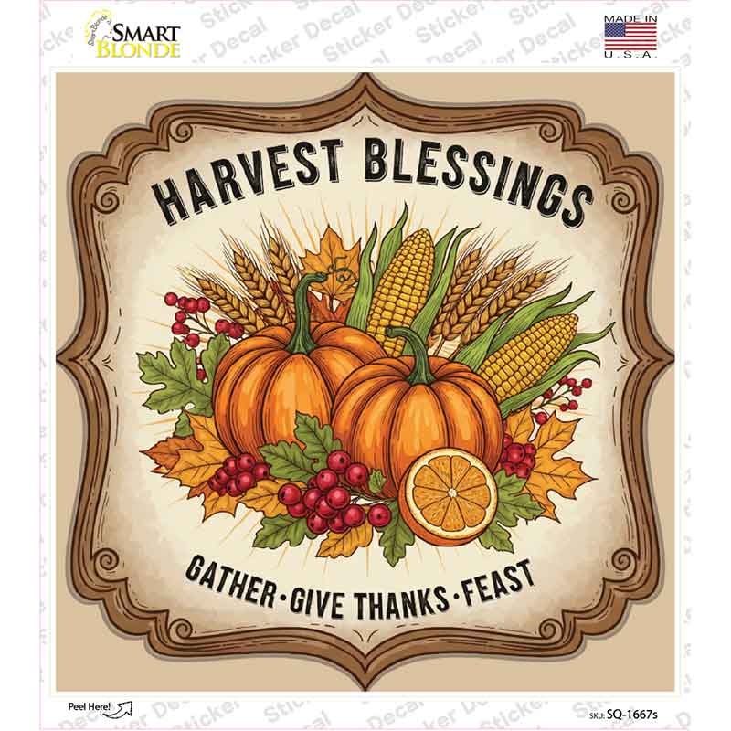 Harvest Blessings Novelty Square Sticker Decal SQ-1667s