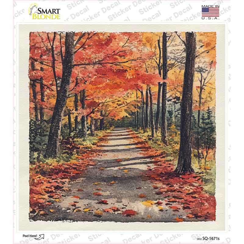 Autumn Path Novelty Square Sticker Decal SQ-1671s