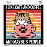 Cats and Coffee Novelty Square Sticker Decal SQ-1712s