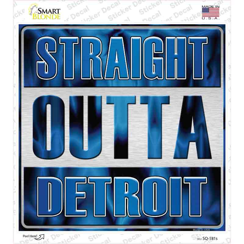 Straight Outta Detroit Novelty Square Sticker Decal