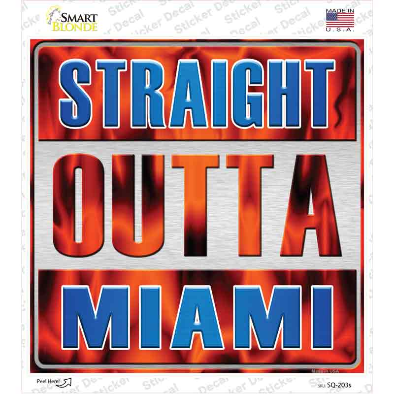 Straight Outta Miami Blue Novelty Square Sticker Decal