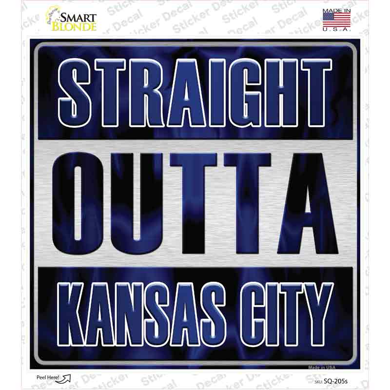Straight Outta Kansas City Blue Novelty Square Sticker Decal