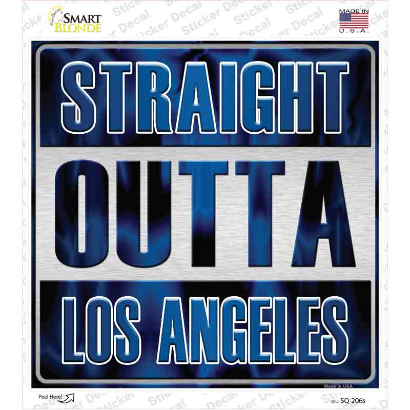 Straight Outta Los Angeles Blue Novelty Square Sticker Decal