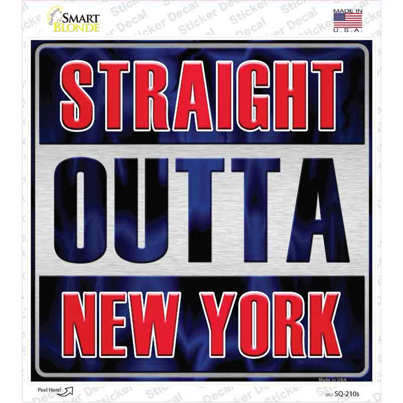 Straight Outta New York Red Novelty Square Sticker Decal