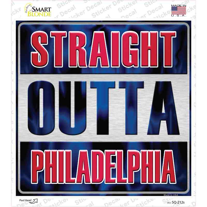 Straight Outta Philadelphia Red Blue Novelty Square Sticker Decal