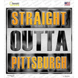 Straight Outta Pittsburgh Yellow Novelty Square Sticker Decal