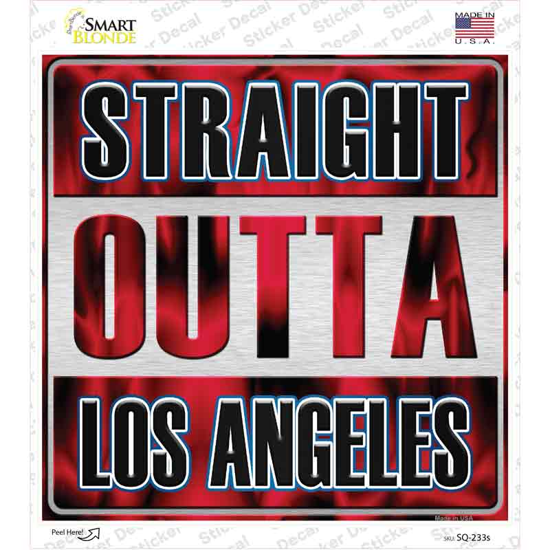 Straight Outta Los Angeles Red Novelty Square Sticker Decal