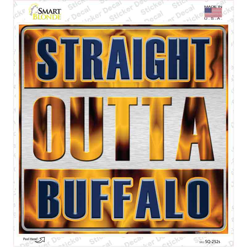 Straight Outta Buffalo Blue Novelty Square Sticker Decal