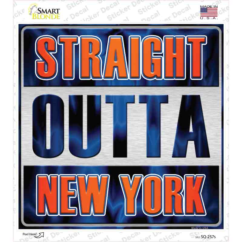 Straight Outta New York Outlined Novelty Square Sticker Decal