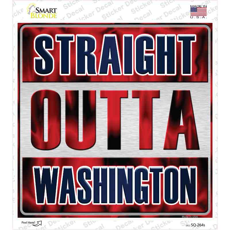 Straight Outta Washington Blue Novelty Square Sticker Decal