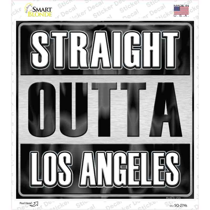Straight Outta Los Angeles Black Novelty Square Sticker Decal